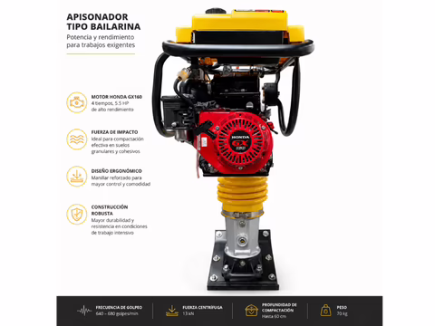 Canguro Apisonador GX160 Honda para compactación de zanjas y suelos en Colombia